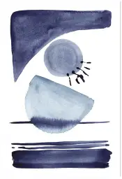 Affiche abstrait bleu - peinture formes geometriques