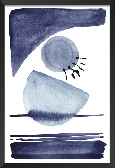 Affiche abstrait bleu - peinture formes geometriques