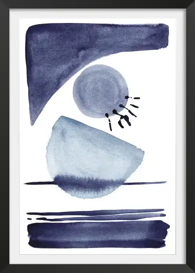 Affiche abstrait bleu - peinture formes geometriques