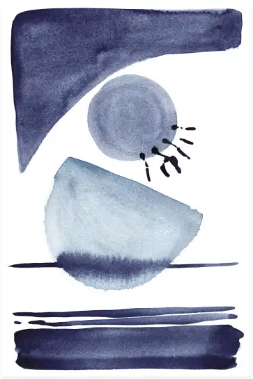 Affiche abstrait bleu - peinture formes geometriques