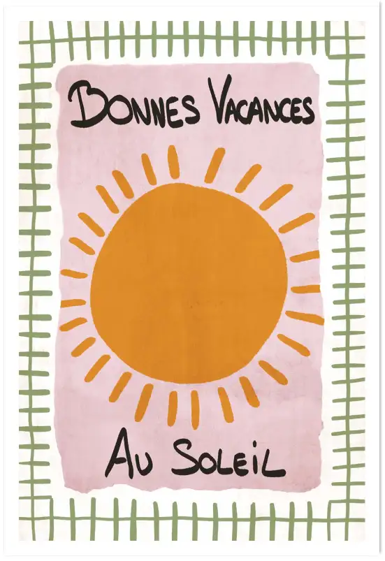 Affiche bonnes vacances - illustration soleil rétro