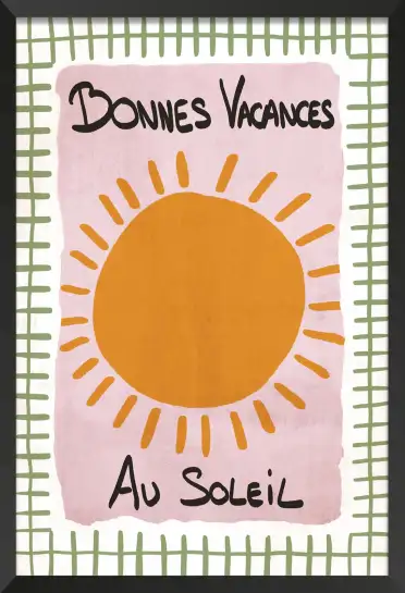 Affiche bonnes vacances - illustration soleil rétro