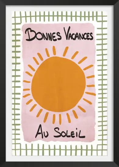 Affiche bonnes vacances - illustration soleil rétro