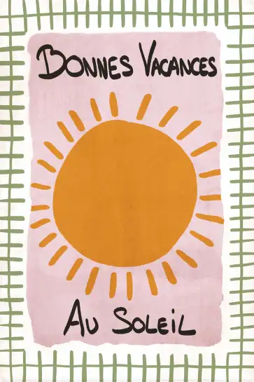Affiche bonnes vacances - illustration soleil rétro