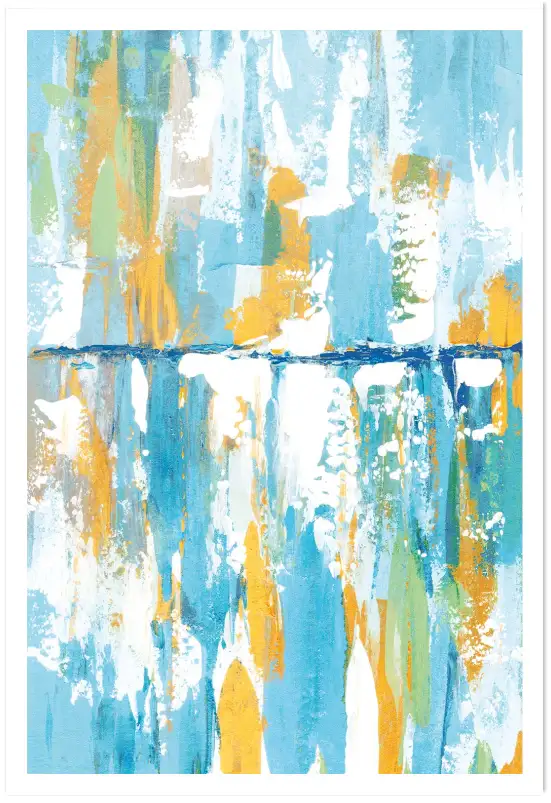 Affiche abstract sky - peinture bleue et dorée