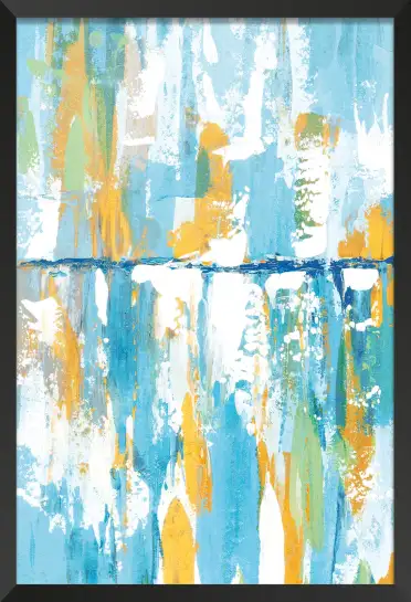 Affiche abstract sky - peinture bleue et dorée