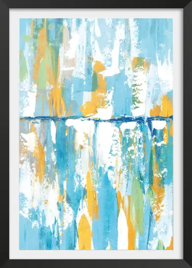 Affiche abstract sky - peinture bleue et dorée