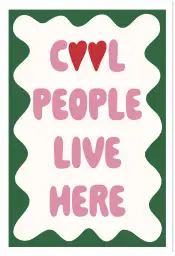 Affiche cool people live here - typographie verte et rose