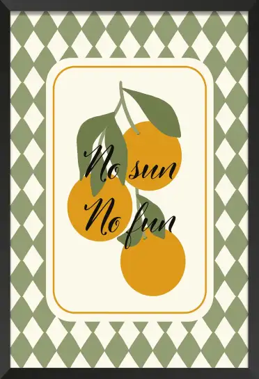 Affiche no sun no fun - illustration oranges vintage