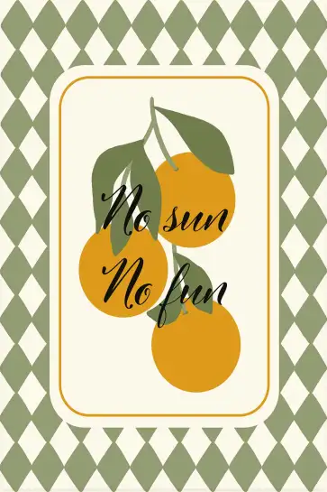 Affiche no sun no fun - illustration oranges vintage