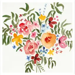 Affiche bouquet de fleurs coloré - Illustration champêtre aquarelle