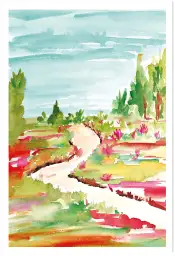 Affiche paysage de campagne champêtre - Peinture aquarelle nature