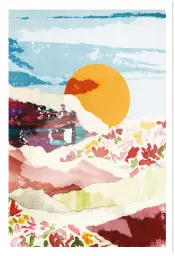 Affiche paysage collage soleil couchant - Art abstrait et papier déchiré