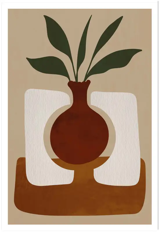 Affiche vase abstrait terracotta - Design contemporain minimaliste