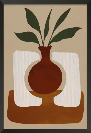 Affiche vase abstrait terracotta - Design contemporain minimaliste