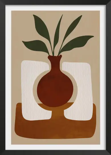 Affiche vase abstrait terracotta - Design contemporain minimaliste