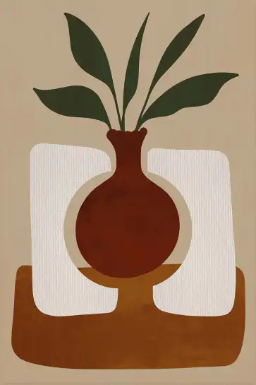 Affiche vase abstrait terracotta - Design contemporain minimaliste