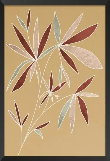 Affiche feuillage graphique terracotta - Illustration botanique moderne