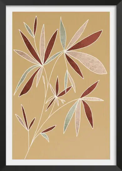 Affiche feuillage graphique terracotta - Illustration botanique moderne