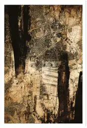 Affiche carte ancienne et peinture - Art abstrait et vintage