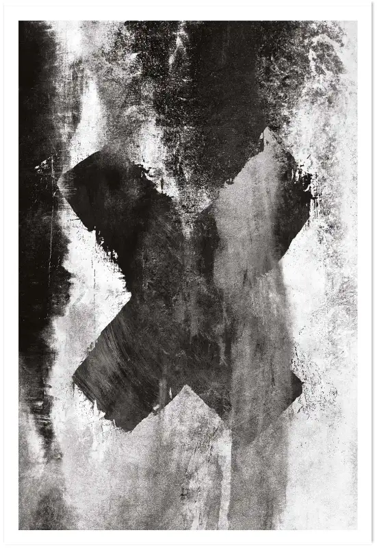 Affiche croix abstraite noire - Art contemporain minimaliste
