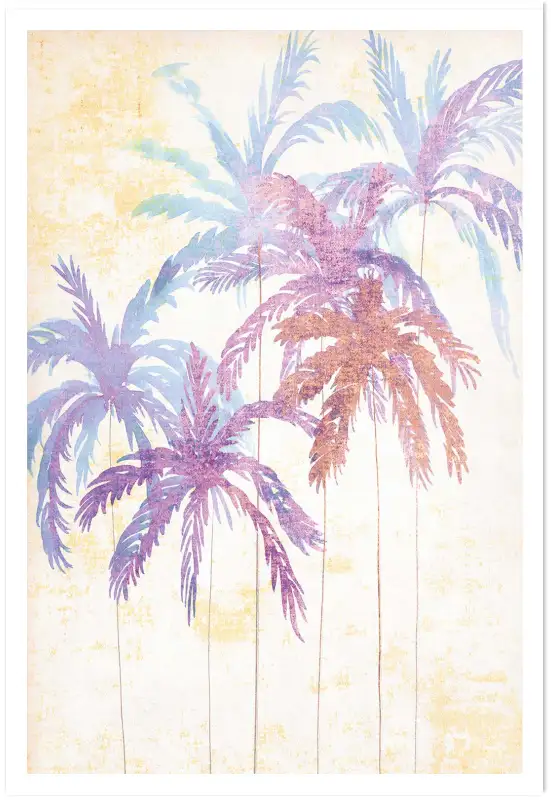 Affiche palmiers pastel vintage - Illustration estivale douce