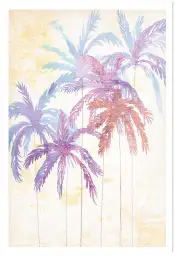 Affiche palmiers pastel vintage - Illustration estivale douce