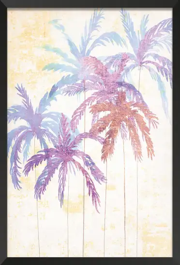 Affiche palmiers pastel vintage - Illustration estivale douce