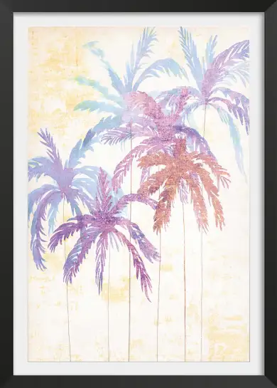 Affiche palmiers pastel vintage - Illustration estivale douce