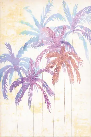 Affiche palmiers pastel vintage - Illustration estivale douce