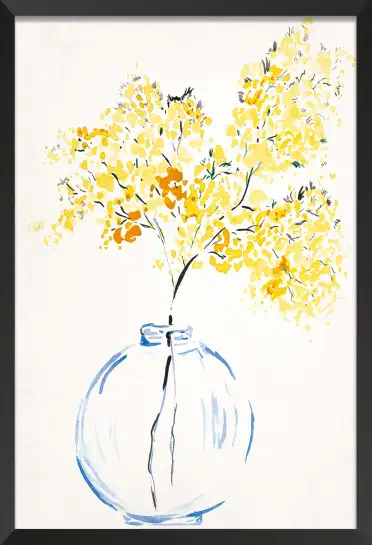Affiche vase de mimosa jaune - Illustration aquarelle lumineuse