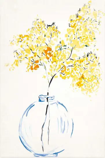 Affiche vase de mimosa jaune - Illustration aquarelle lumineuse