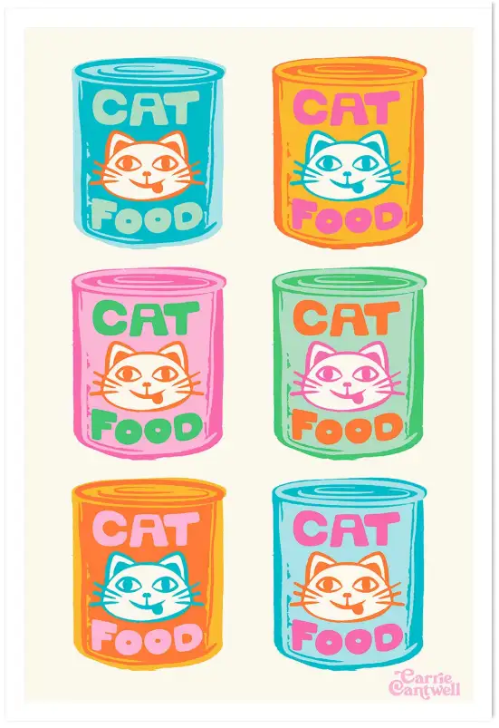 Affiche boîtes de conserve chat Cat Food - Art pop style Warhol