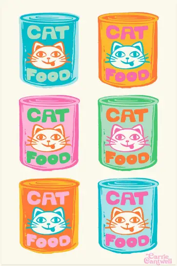 Affiche boîtes de conserve chat Cat Food - Art pop style Warhol