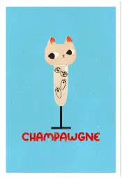 Affiche chat Champawgne - Illustration décalée verre de champagne
