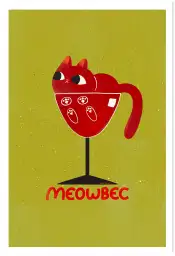 Affiche chat Meowbec - Illustration originale verre de vin