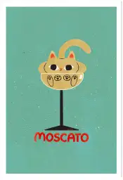 Affiche chat Moscato - Illustration vintage coupe de vin