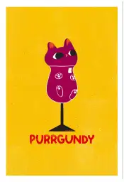 Affiche chat Purrgundy - Illustration pop verre de vin rouge