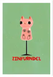 Affiche chat et verre zinfurndel - illustration humour vin