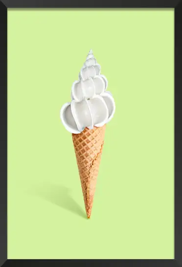 Affiche coquillage glace cornet - design minimaliste vert