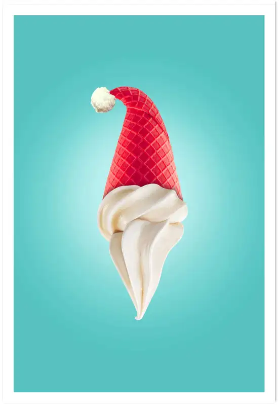 Affiche glace bonnet de noël - illustration humour pop