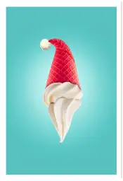 Affiche glace bonnet de noël - illustration humour pop