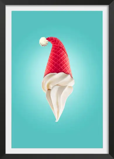 Affiche glace bonnet de noël - illustration humour pop