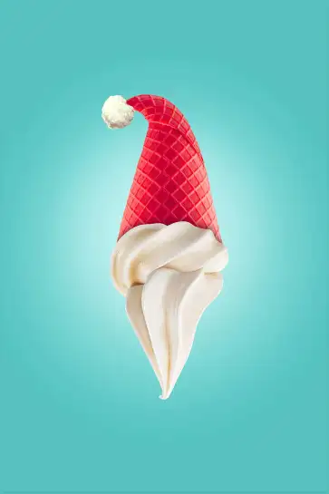 Affiche glace bonnet de noël - illustration humour pop