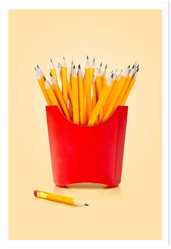 Affiche crayons frites - illustration design pop art