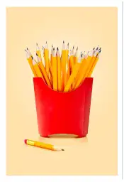 Affiche crayons frites - illustration design pop art