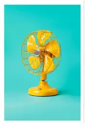 Affiche ventilateur jaune retro - photo design vintage