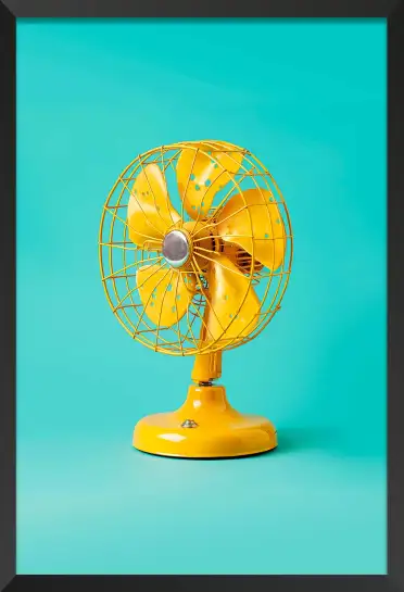 Affiche ventilateur jaune retro - photo design vintage