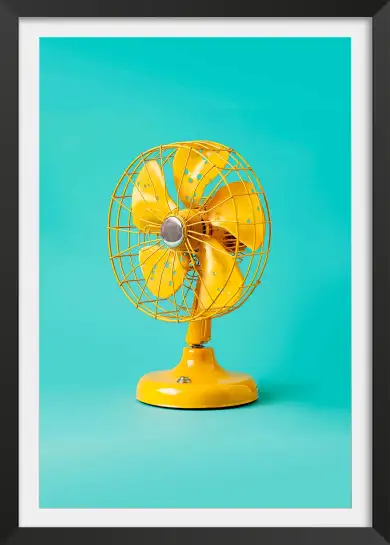 Affiche ventilateur jaune retro - photo design vintage
