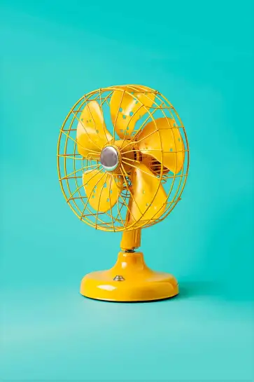 Affiche ventilateur jaune retro - photo design vintage